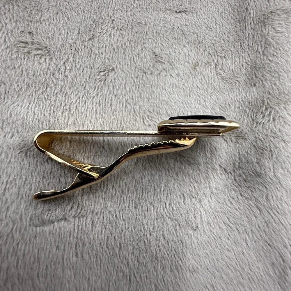Vintage Shriner's Cufflinks Tie Clip Masons‎ Gold Tone Stone